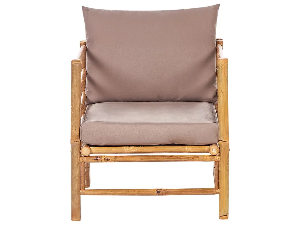 Garden Lounge Set with Table 4 Seater CERRETO Bamboo Wood Taupe
