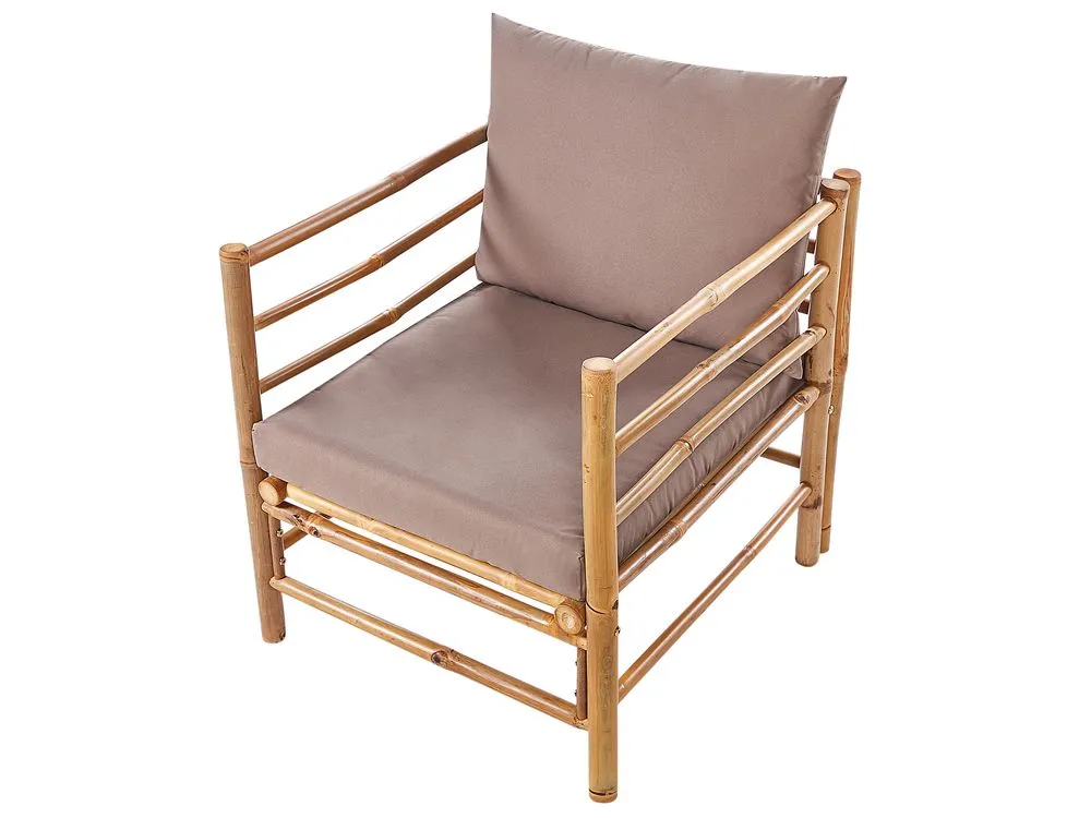 Garden Lounge Set with Table 4 Seater CERRETO Bamboo Wood Taupe