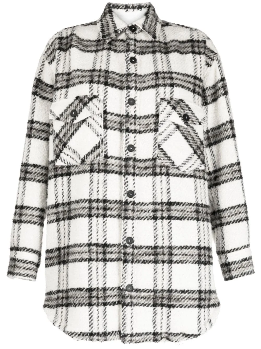 Giacca-camicia a quadri color crema - donna