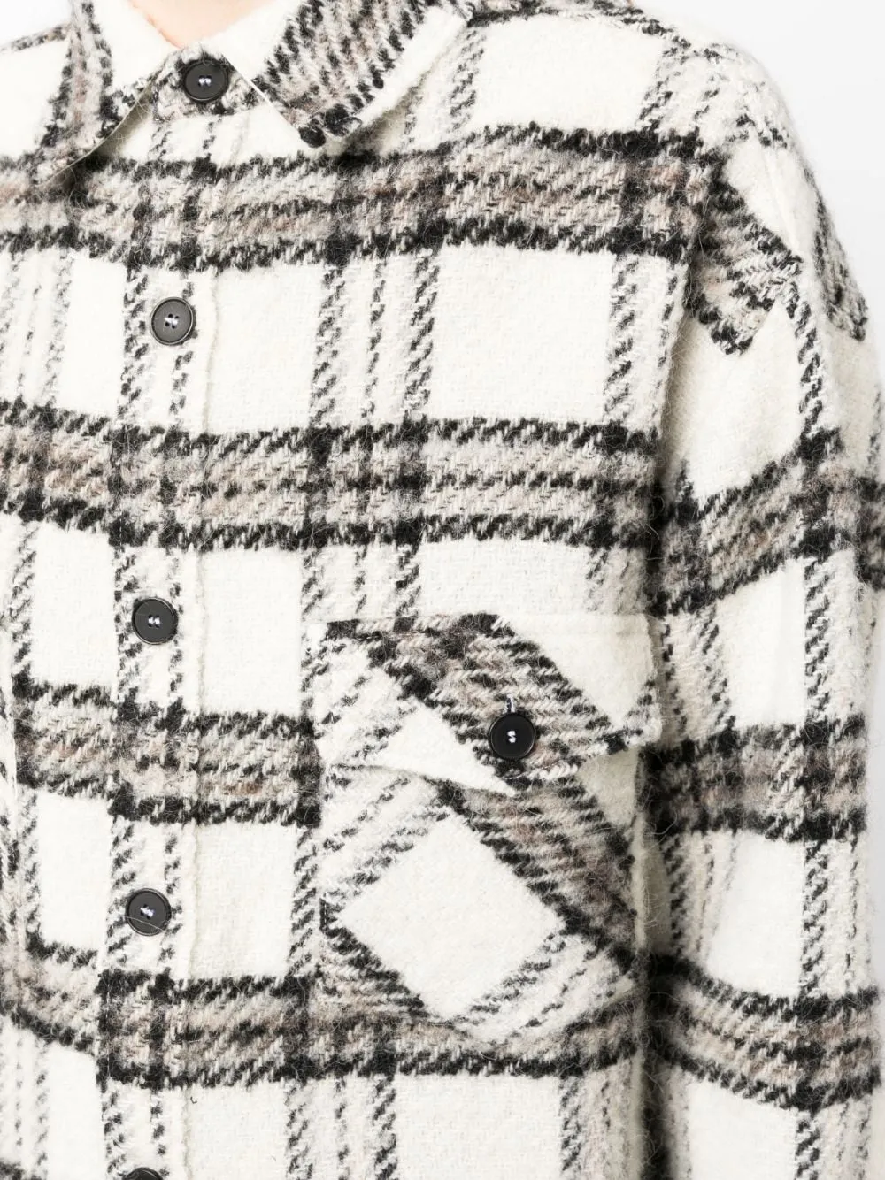 Giacca-camicia a quadri color crema - donna
