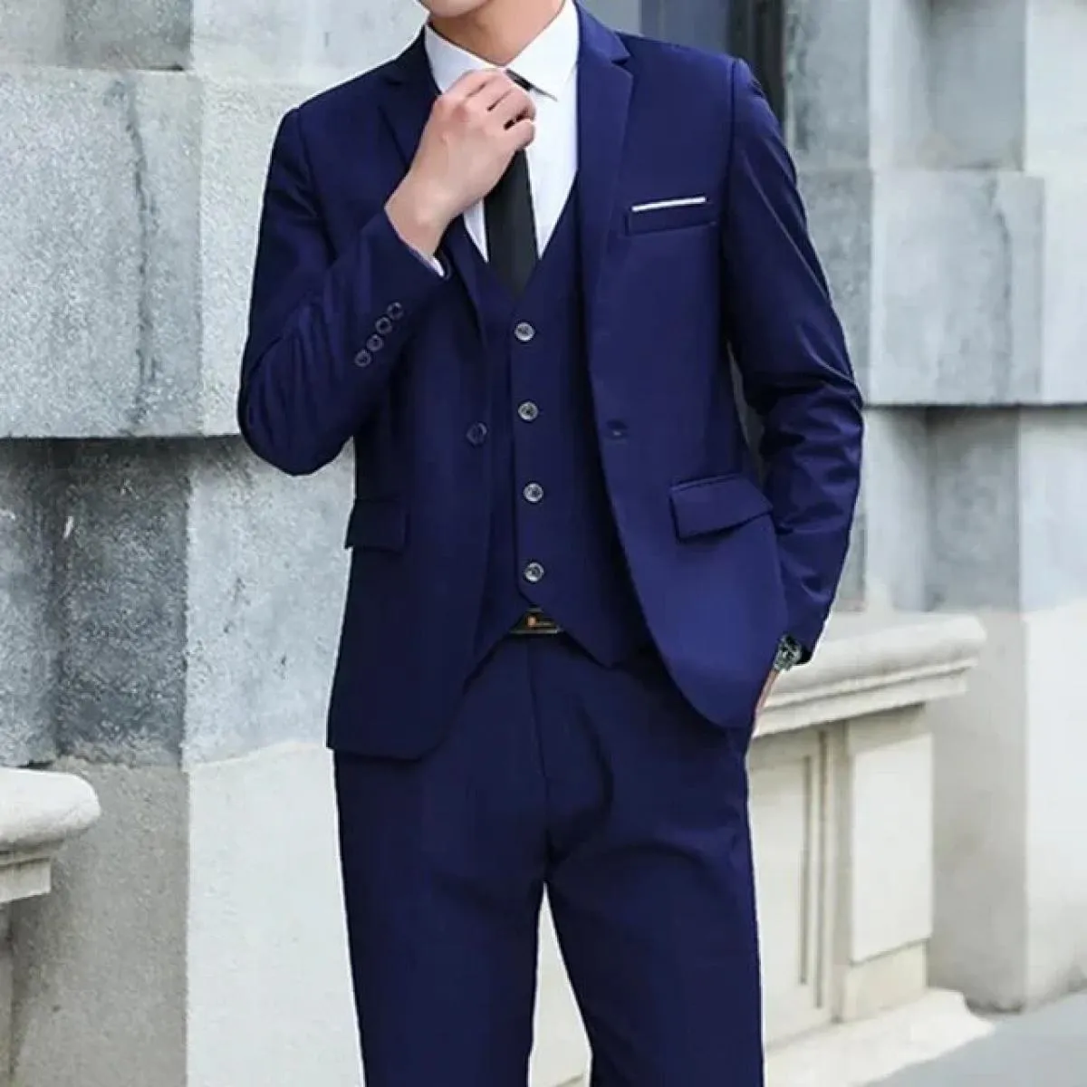 Giacca da uomo New Business Casual con un bottone in tre pezzi Giacca con risvolto Western Fit Abito da uomo moda Groomsmen e ab