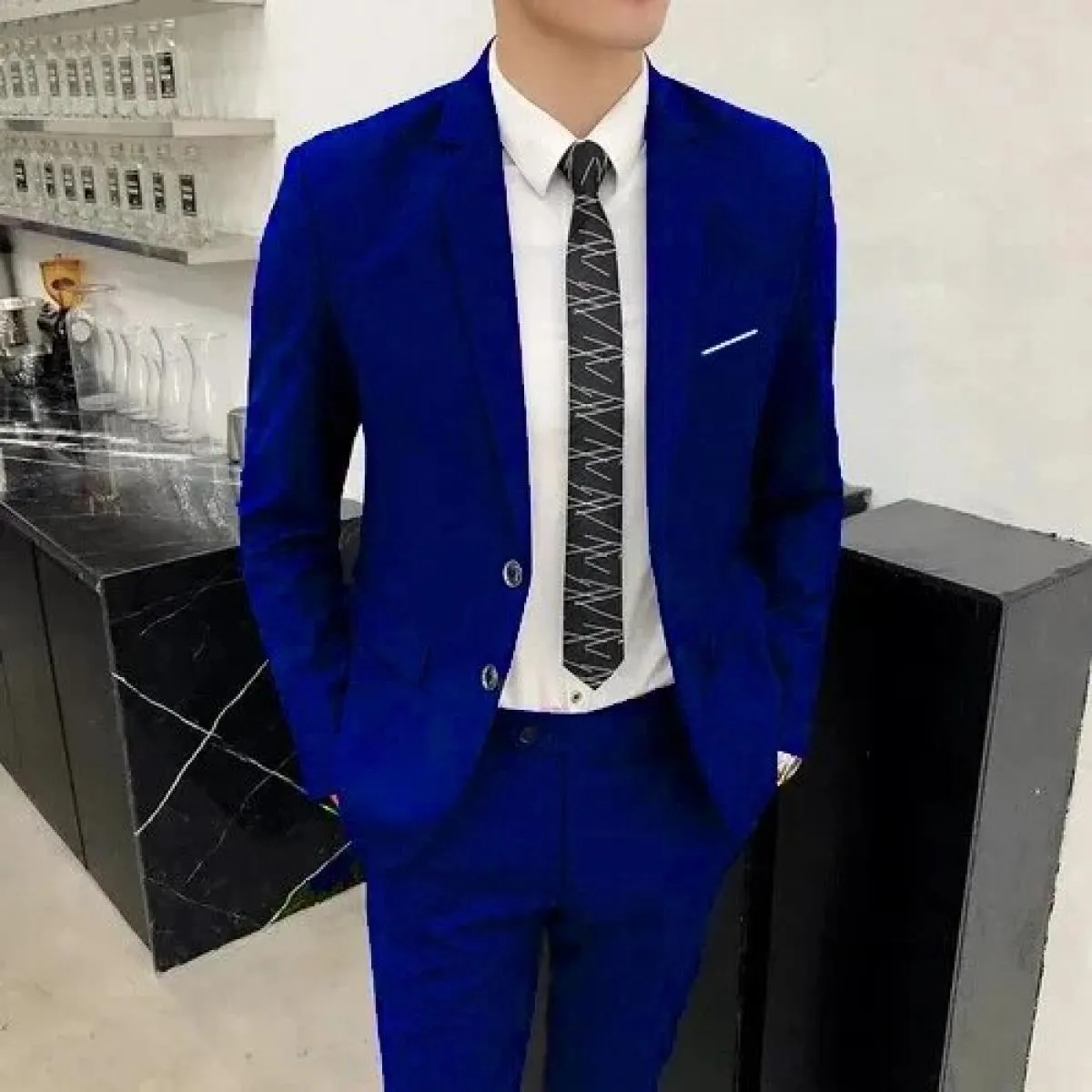 Giacca da uomo New Business Casual con un bottone in tre pezzi Giacca con risvolto Western Fit Abito da uomo moda Groomsmen e ab