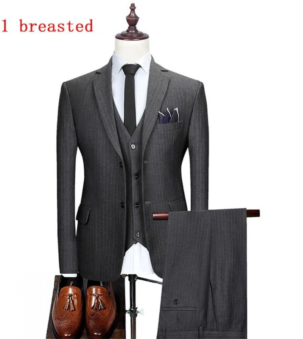 giacca  gilet  pantaloni Abito da uomo doppiopetto Abito da sposa da sposo di moda Abito da uomo a righe di fascia alta