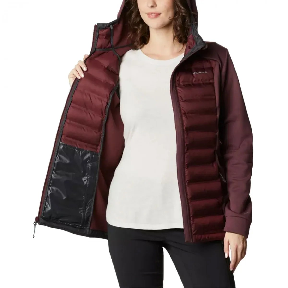 Giacca imbottita con cappuccio Out-Shield, Bordeaux