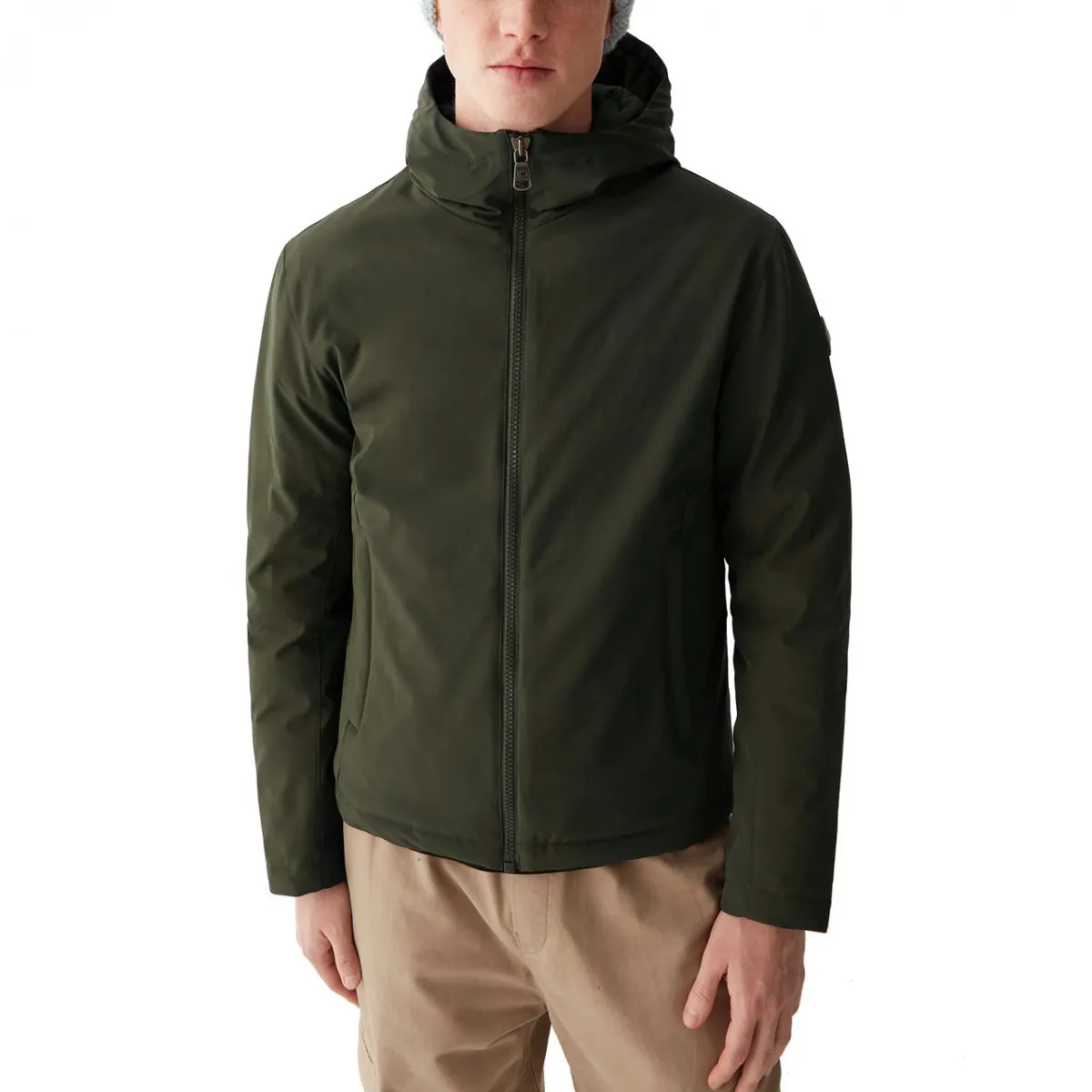 Giacca Imbottita In Softshell Con Cappuccio
