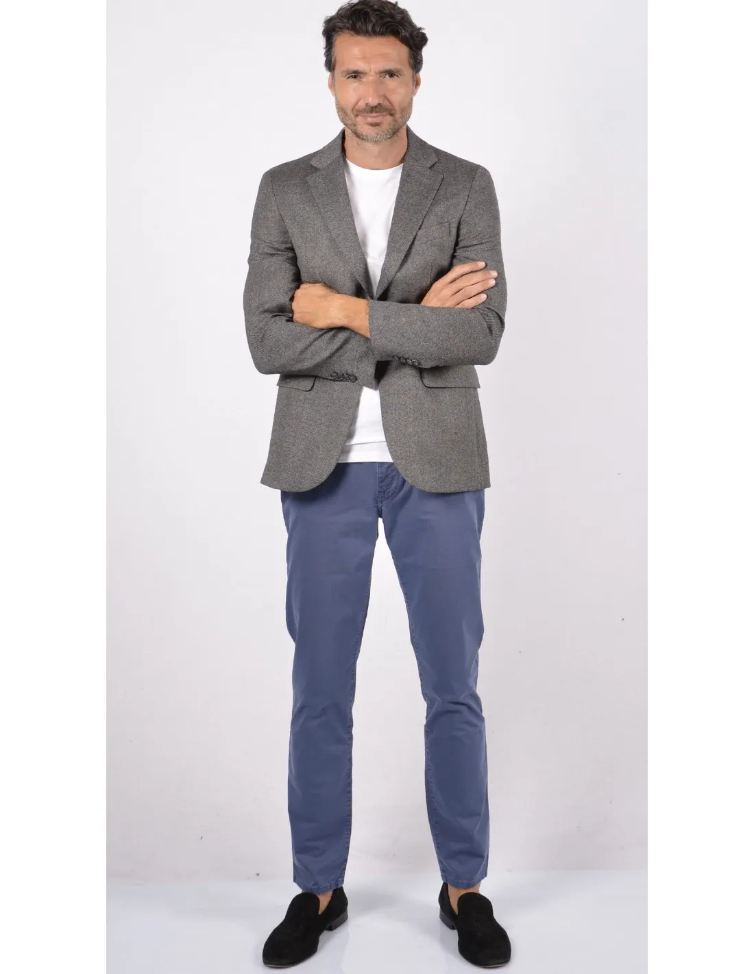 Giacca in lana occhio di pernice grigio a/i
