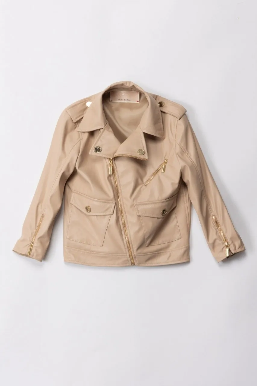 Giacca in pelle sand