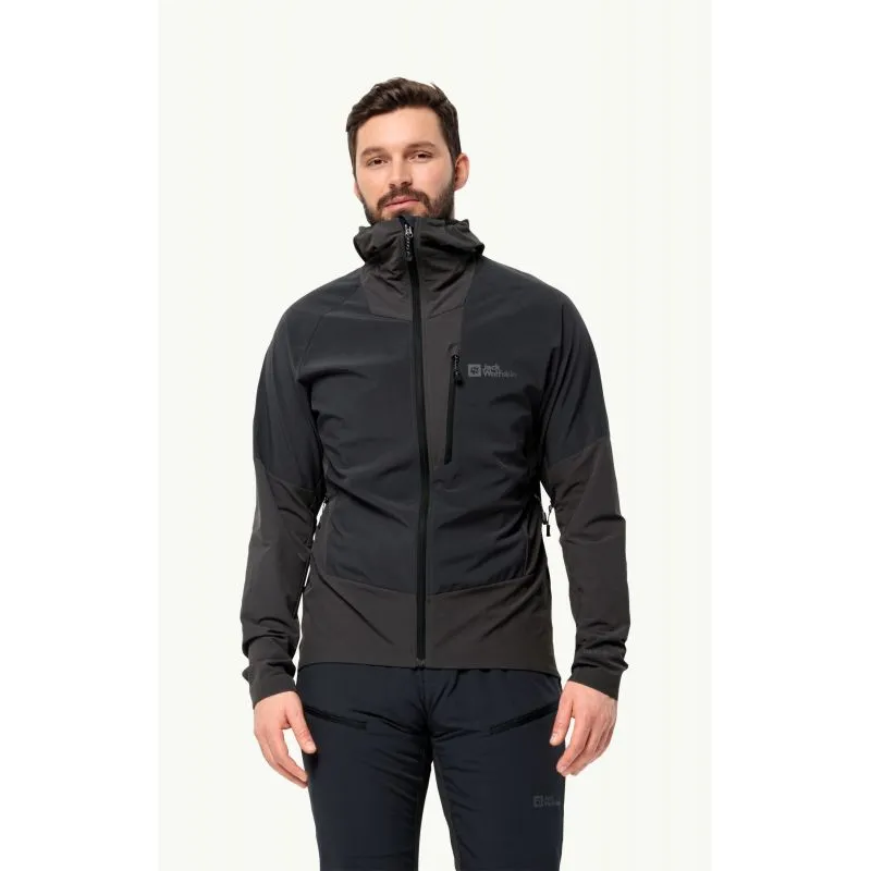 Giacca softshell da uomo JACK WOLSKINS ALPSPITZE HOODY (Phantom)
