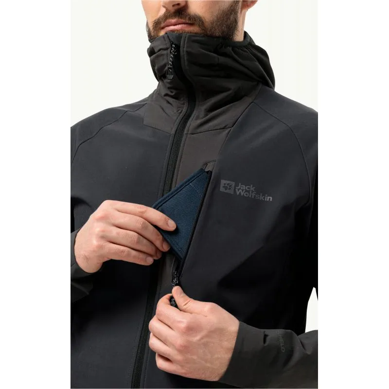 Giacca softshell da uomo JACK WOLSKINS ALPSPITZE HOODY (Phantom)