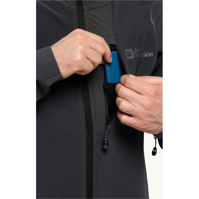 Giacca softshell da uomo JACK WOLSKINS ALPSPITZE HOODY (Phantom)