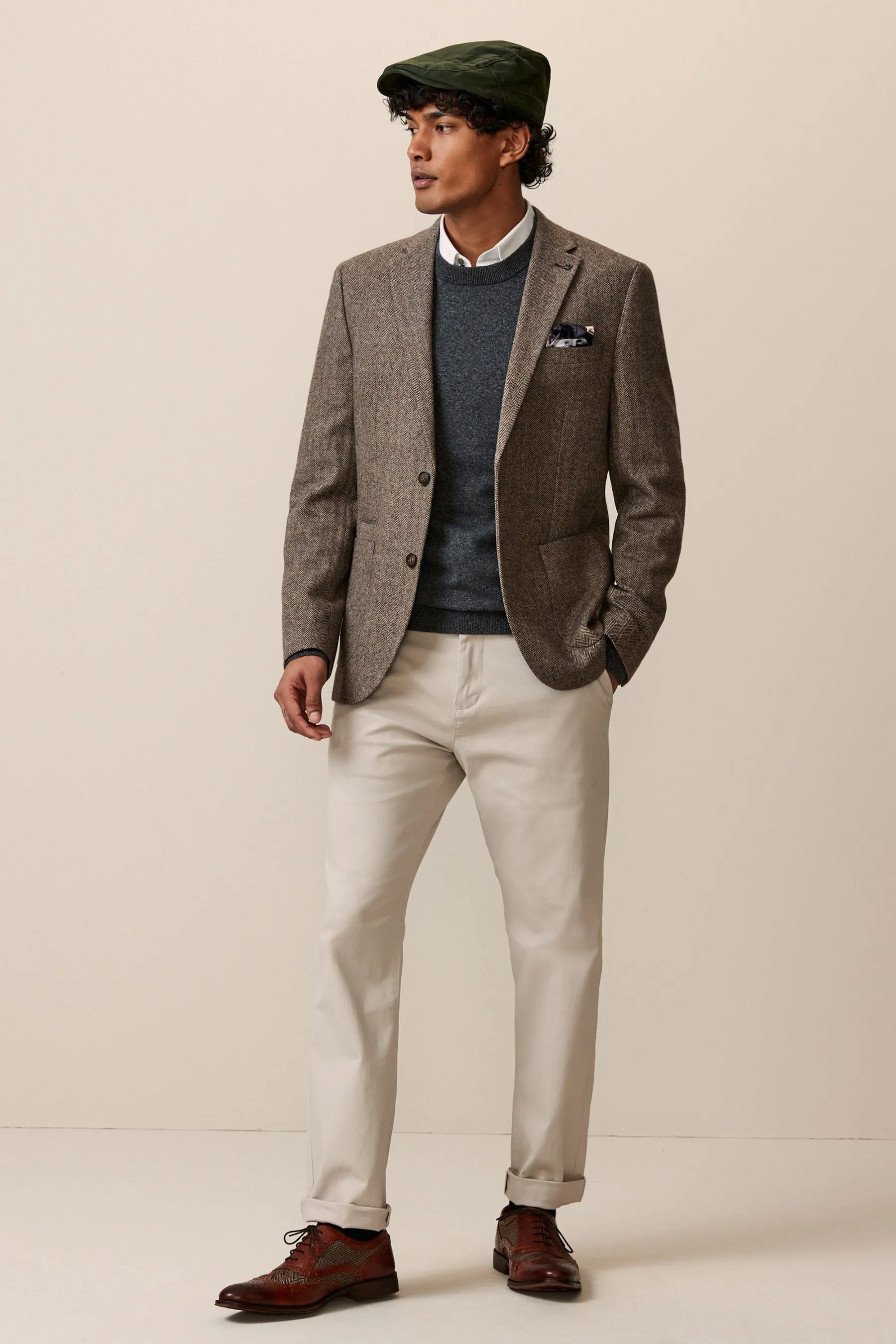 Grigio talpa  - Blazer in misto lana a spina di pesce