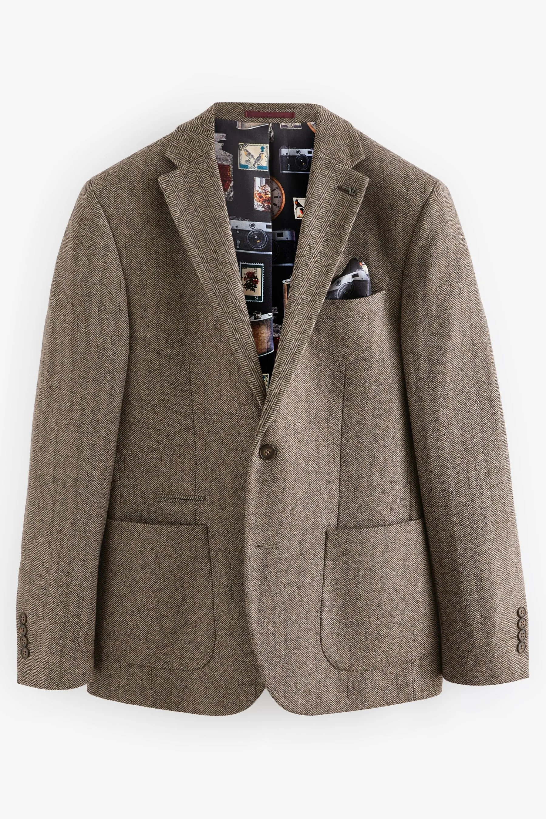 Grigio talpa  - Blazer in misto lana a spina di pesce