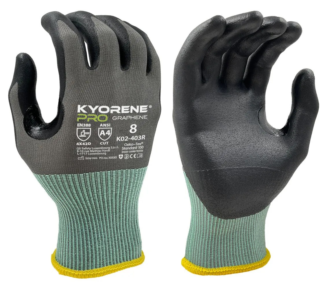 Guanti KYORENE K02-403R, Tg. 7, in Grafene, Nylon, col. Nero, grigio