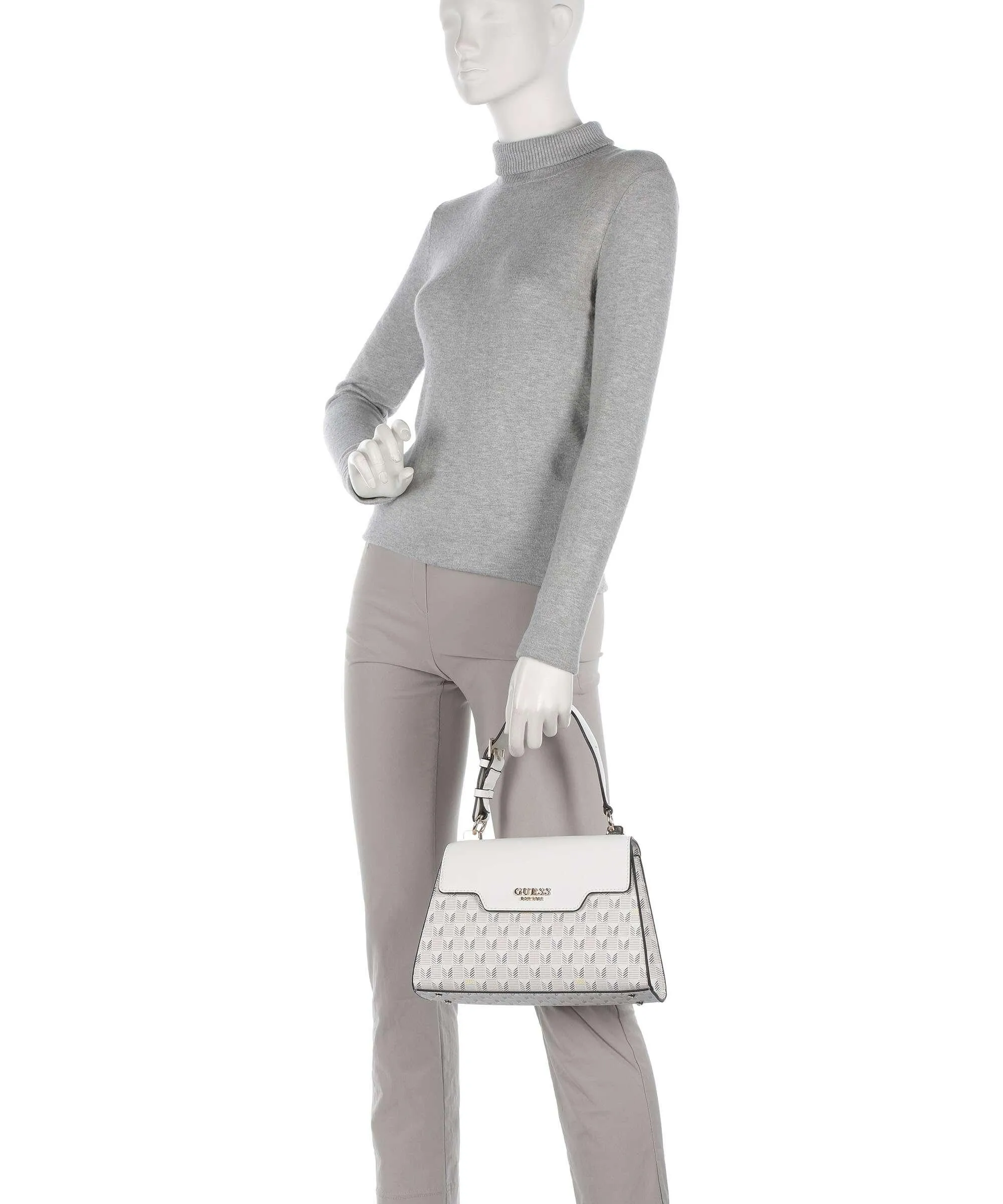  Guess Hallie Borsa a mano pelle sintetica avorio  
