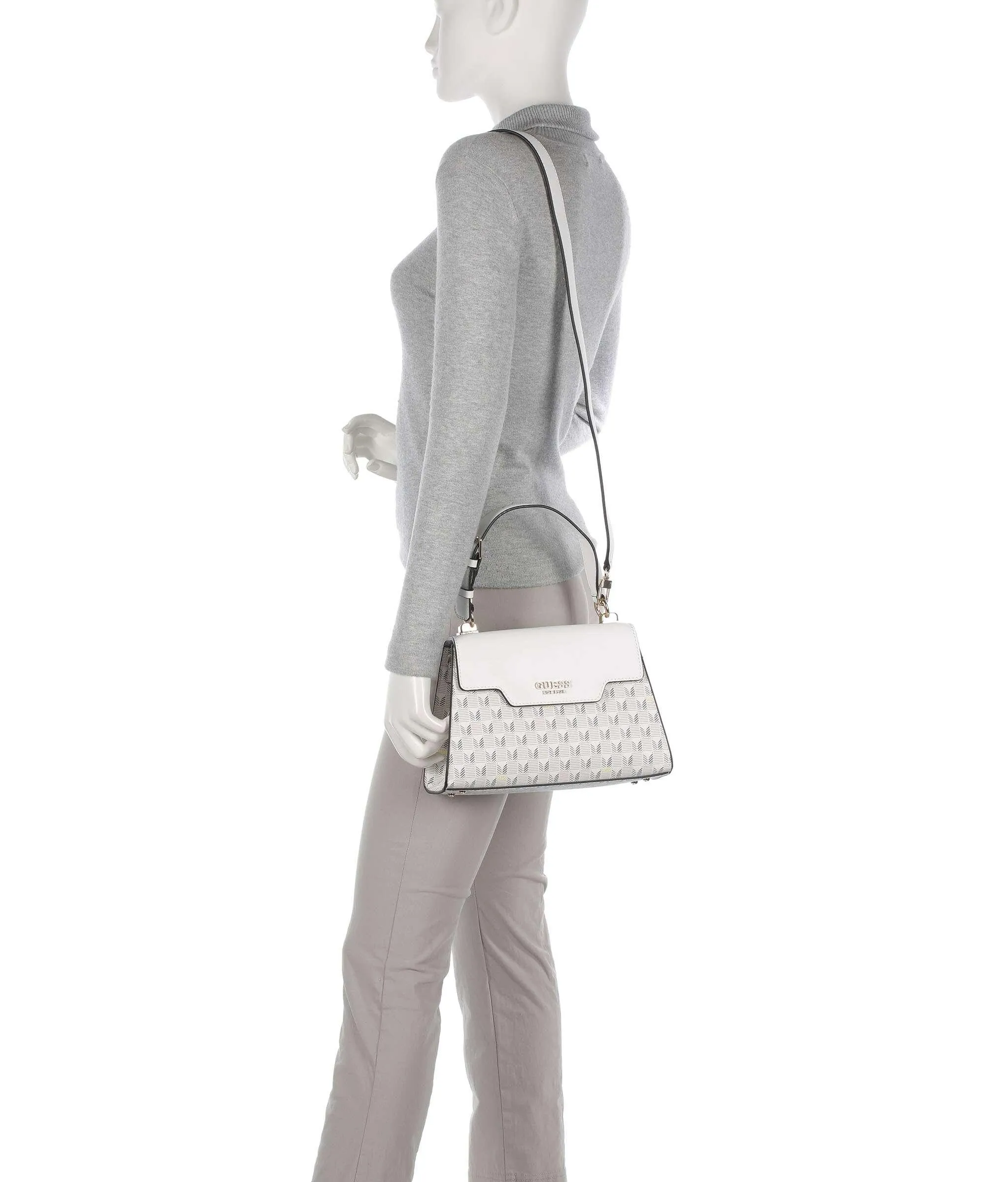  Guess Hallie Borsa a mano pelle sintetica avorio  