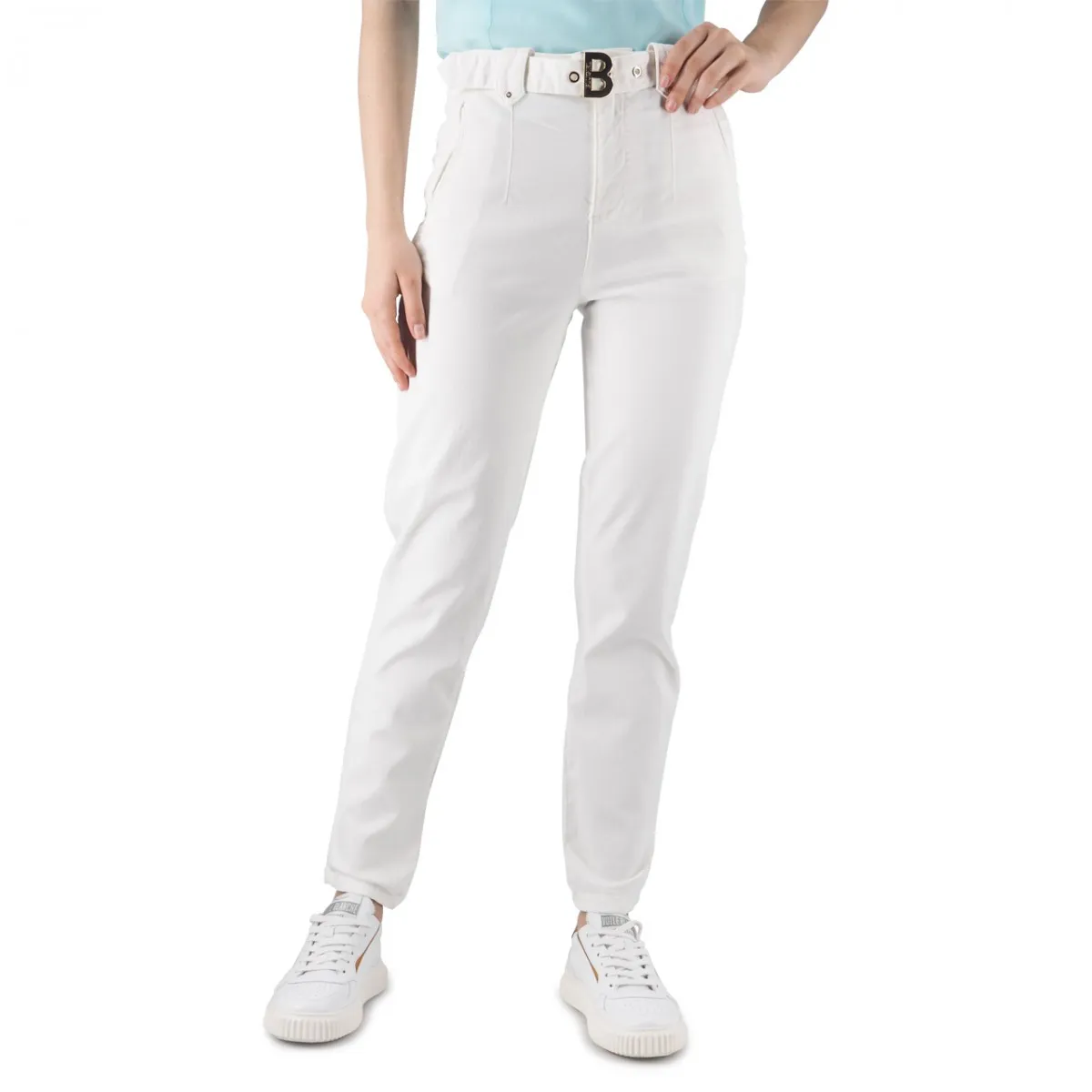 Jeans Con Fibbia Logo Chalk