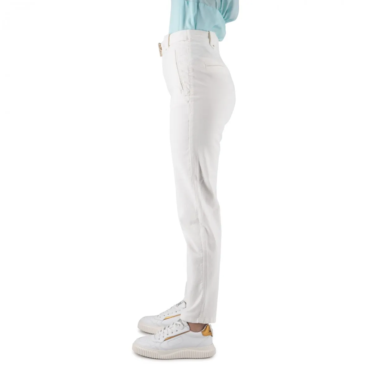 Jeans Con Fibbia Logo Chalk