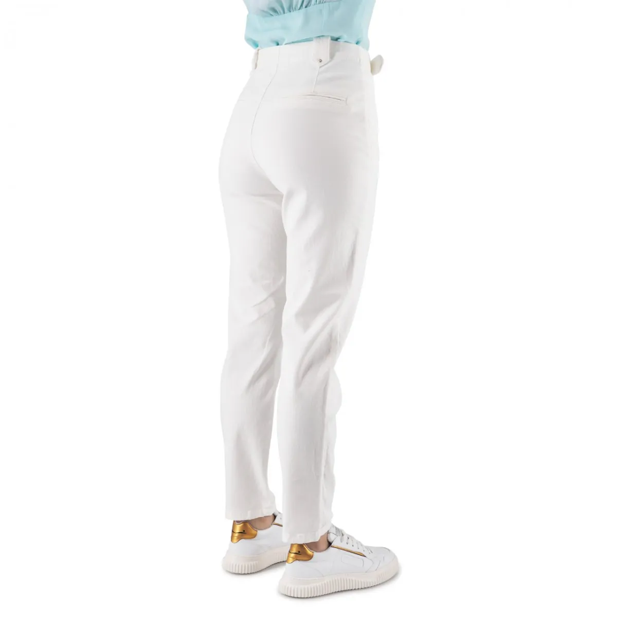 Jeans Con Fibbia Logo Chalk