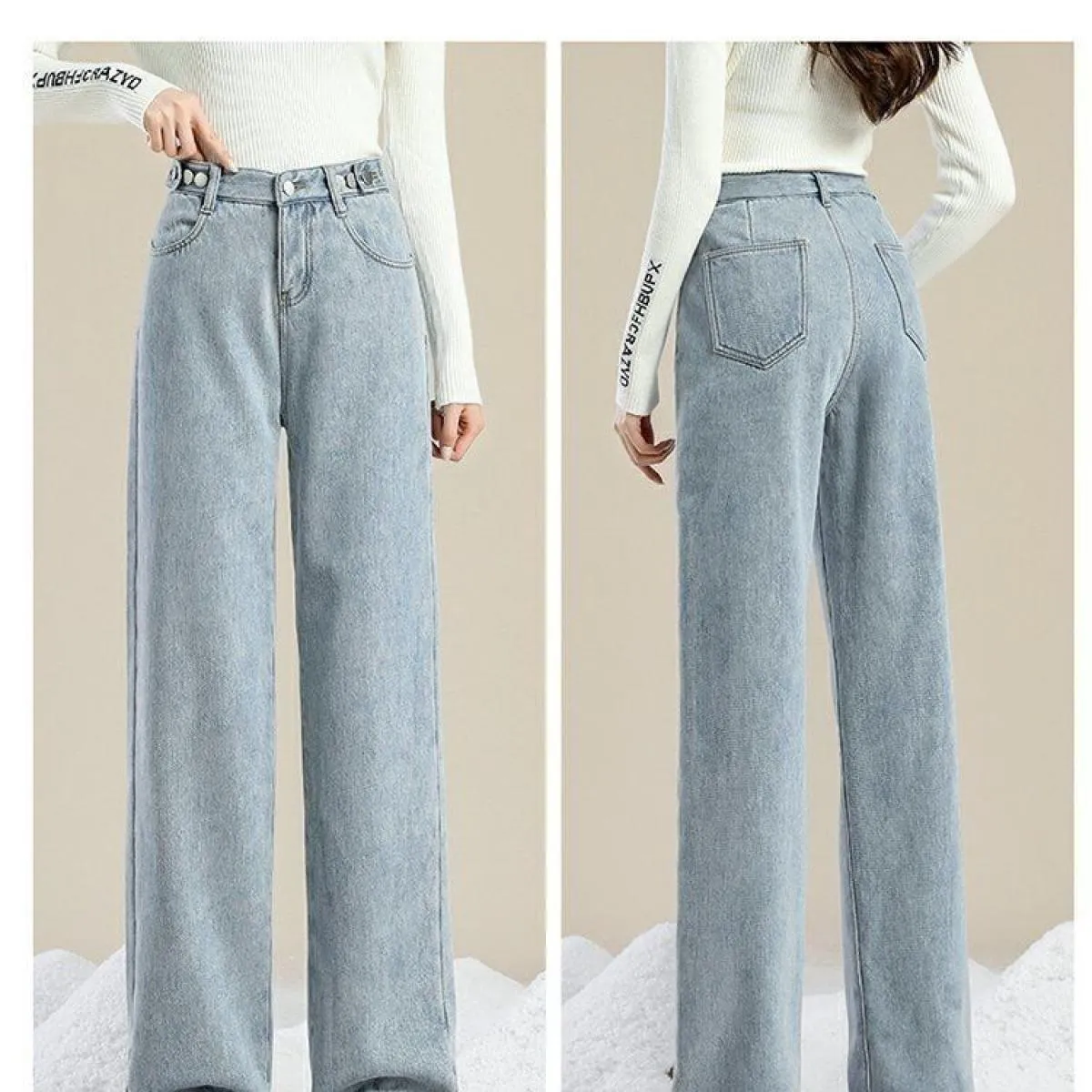 Jeans morbidi e addensati Pantaloni a matita in denim skinny da donna Pantaloni a vita alta moda invernale  Streetwear Abbigl