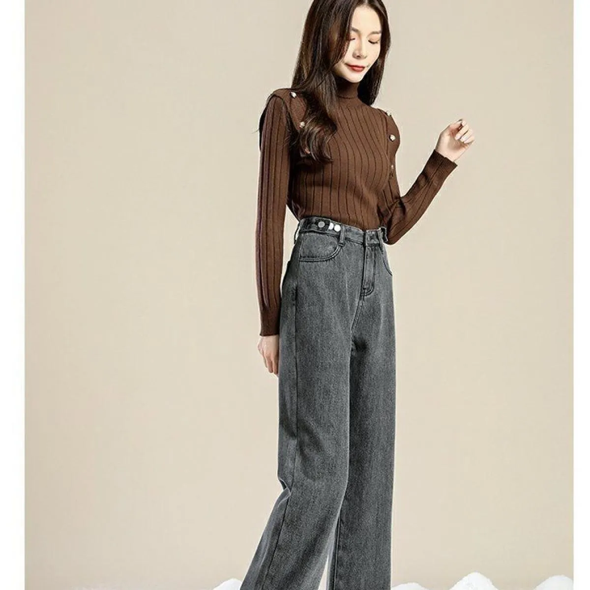 Jeans morbidi e addensati Pantaloni a matita in denim skinny da donna Pantaloni a vita alta moda invernale  Streetwear Abbigl