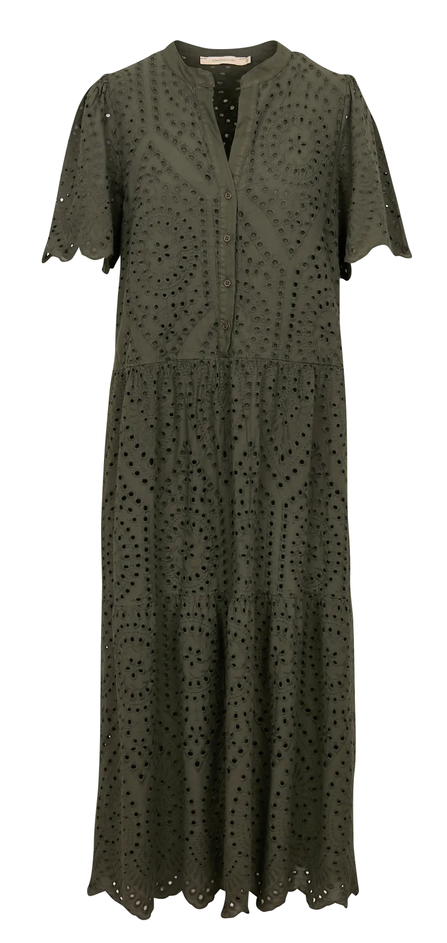  LA FEE MARABOUTEE   Abito lungo scollo tondo ricamato in cotone | Verde
