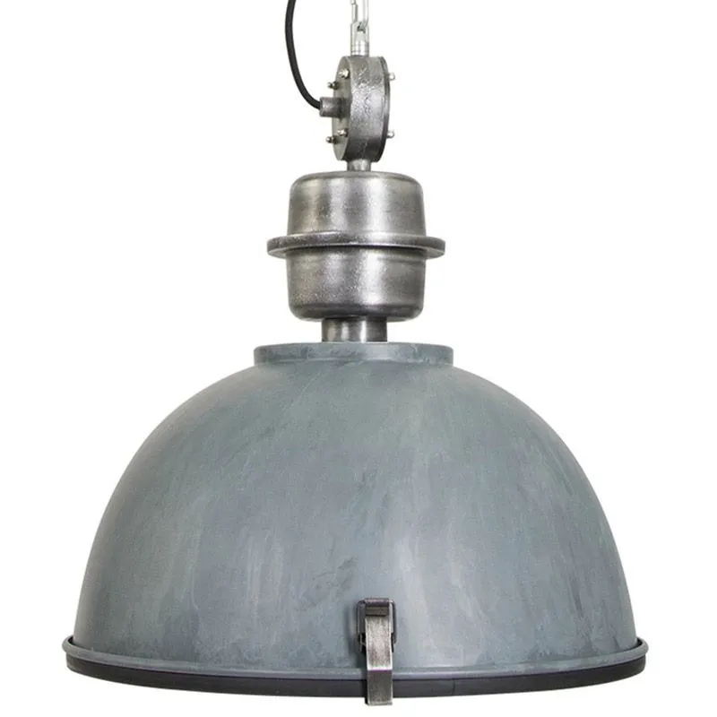 Lampada a sospensione industriale grigio cemento con acciaio - Gospodin