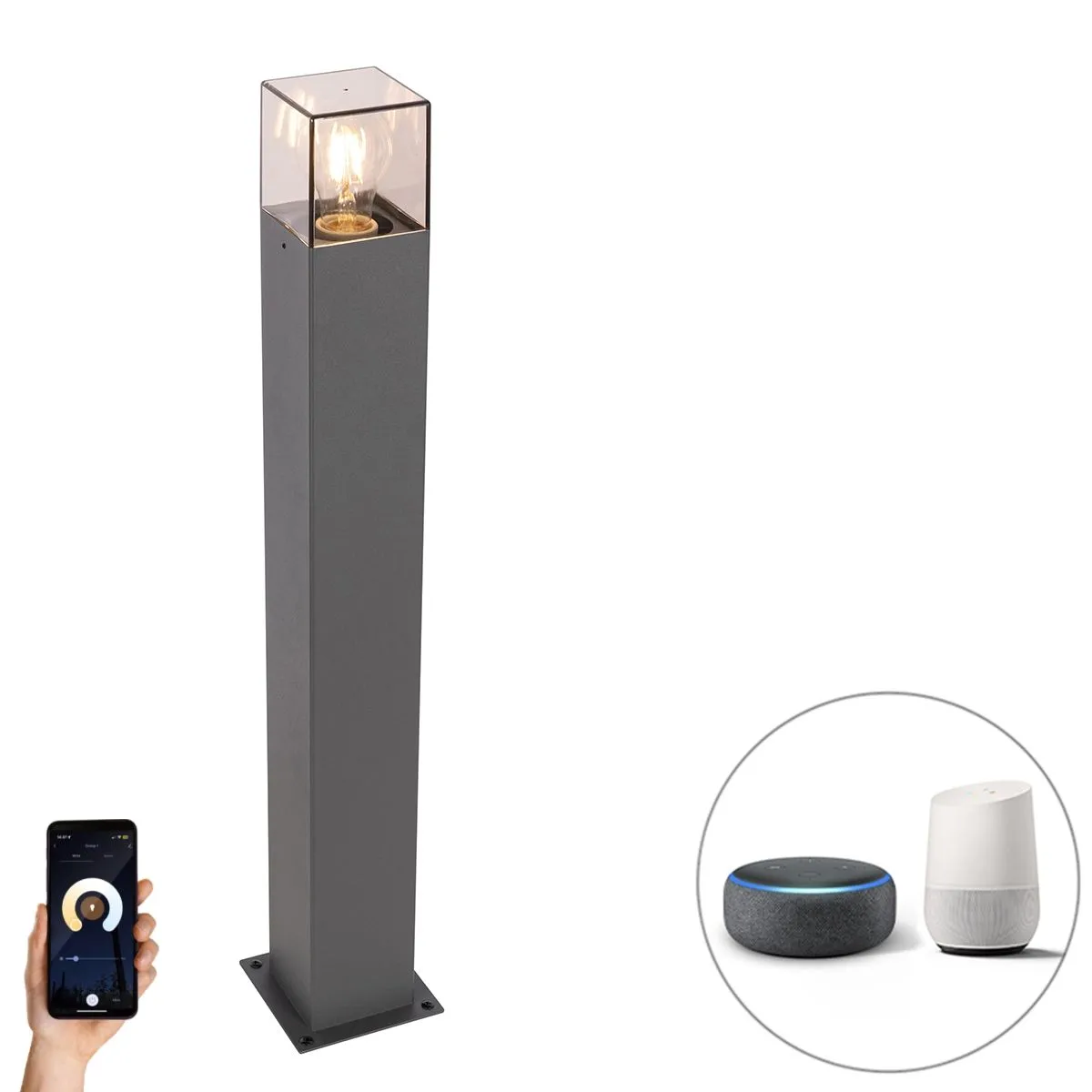 Lampada da esterno intelligente da terra antracite 70 cm incluso WiFi P45 - Danimarca