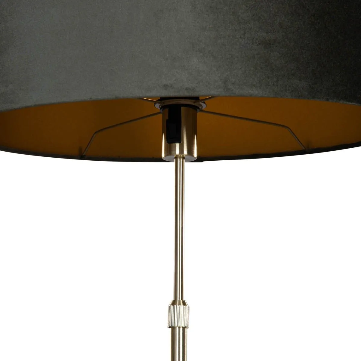 Lampada da terra dorata con paralume ovale in velluto verde 50 cm - Parte
