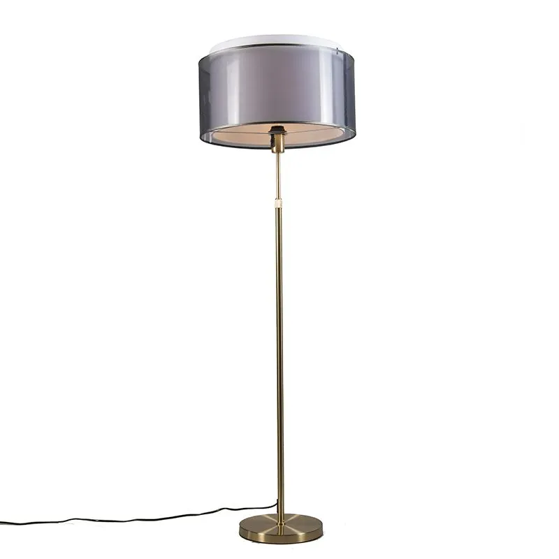 Lampada da terra oro / ottone con paralume nero / bianco 47 cm - Parte