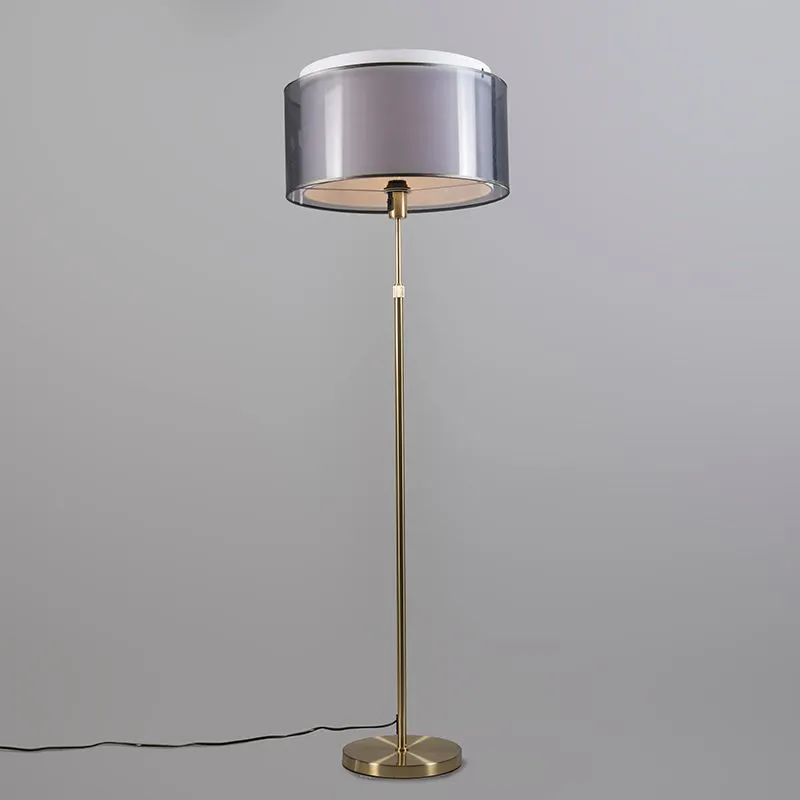 Lampada da terra oro / ottone con paralume nero / bianco 47 cm - Parte