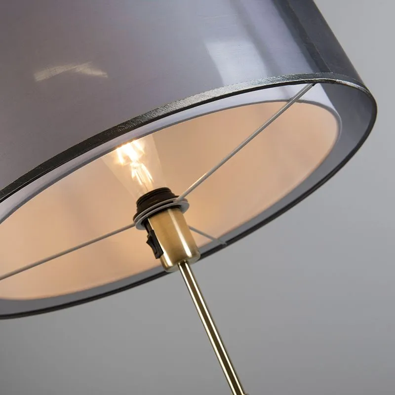 Lampada da terra oro / ottone con paralume nero / bianco 47 cm - Parte