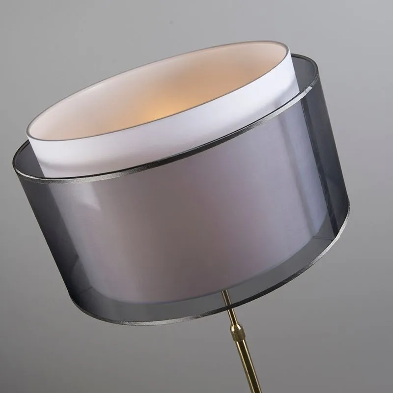 Lampada da terra oro / ottone con paralume nero / bianco 47 cm - Parte
