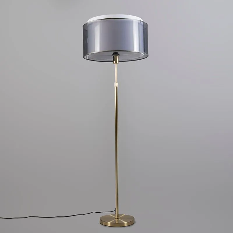 Lampada da terra oro / ottone con paralume nero / bianco 47 cm - Parte