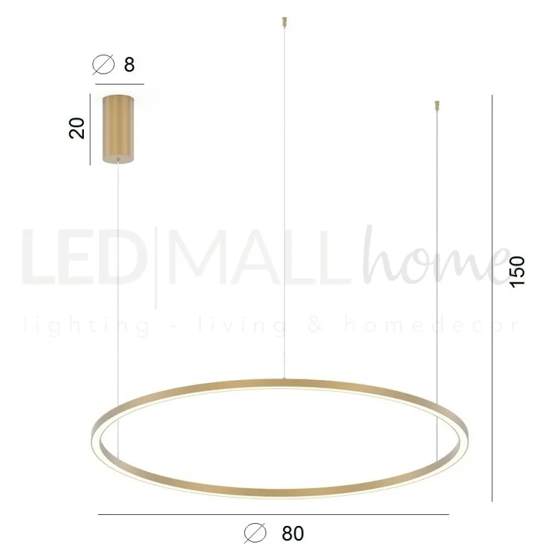 Lampadario a sospensione Oro 40W 6000Lm cct 80X80X150Cm