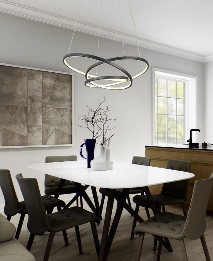 Lampadario Curvo Design Nero Moderno Per Soggiorno Led 59W CCT Switch Dimmer Darvin Trio
