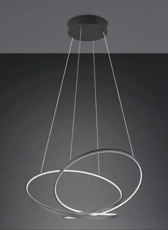 Lampadario Curvo Design Nero Moderno Per Soggiorno Led 59W CCT Switch Dimmer Darvin Trio