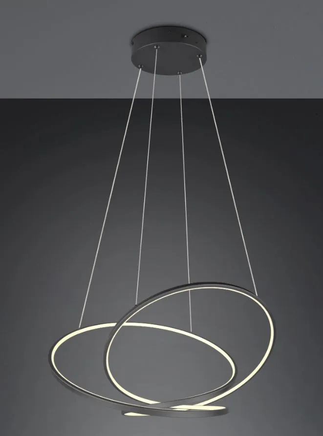 Lampadario Curvo Design Nero Moderno Per Soggiorno Led 59W CCT Switch Dimmer Darvin Trio