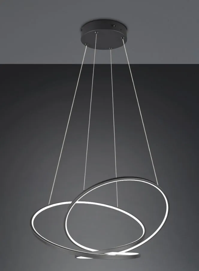 Lampadario Curvo Design Nero Moderno Per Soggiorno Led 59W CCT Switch Dimmer Darvin Trio