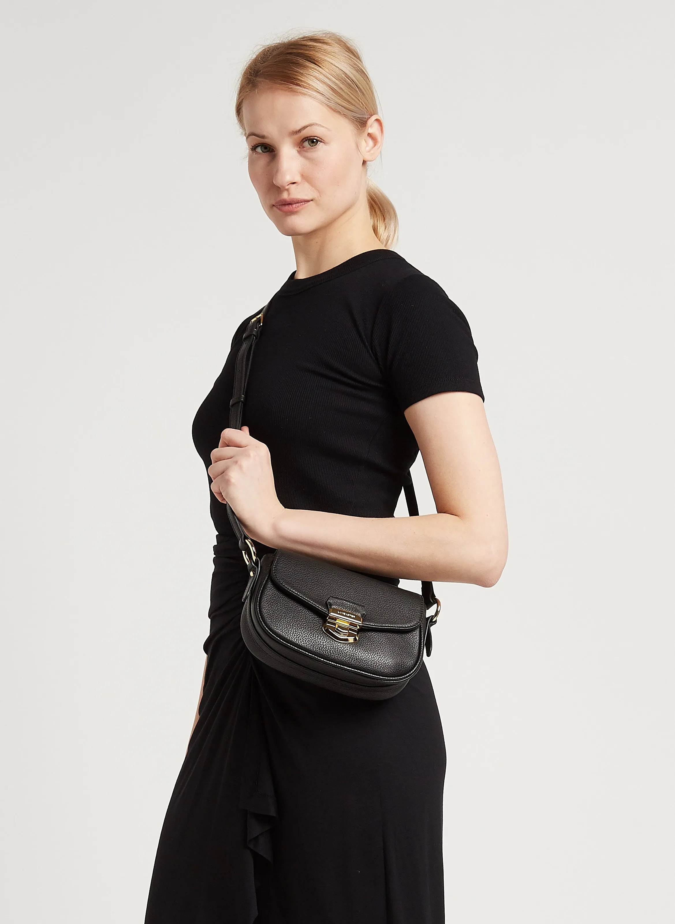  LANCASTER PARIS   MILANO SOPHIA - Borsa a tracolla in pelle con patella e fermaglio | Nero