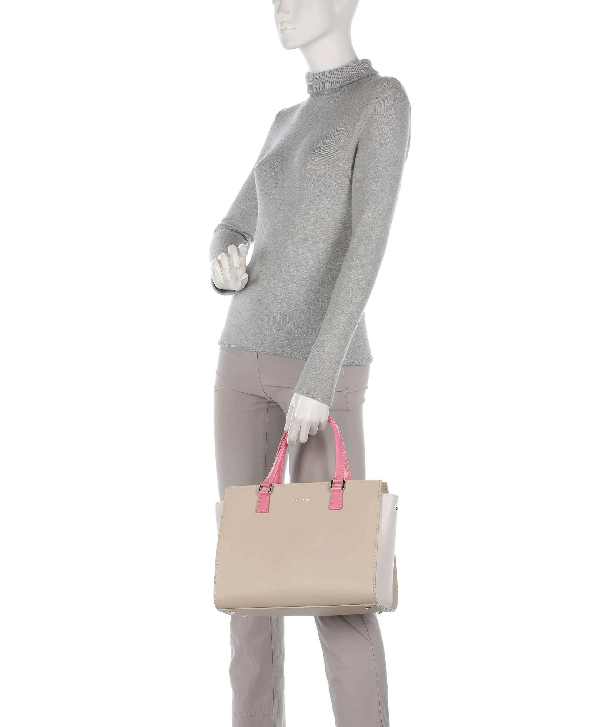  Lancaster Smooth Borsa a mano pelle bovina beige  