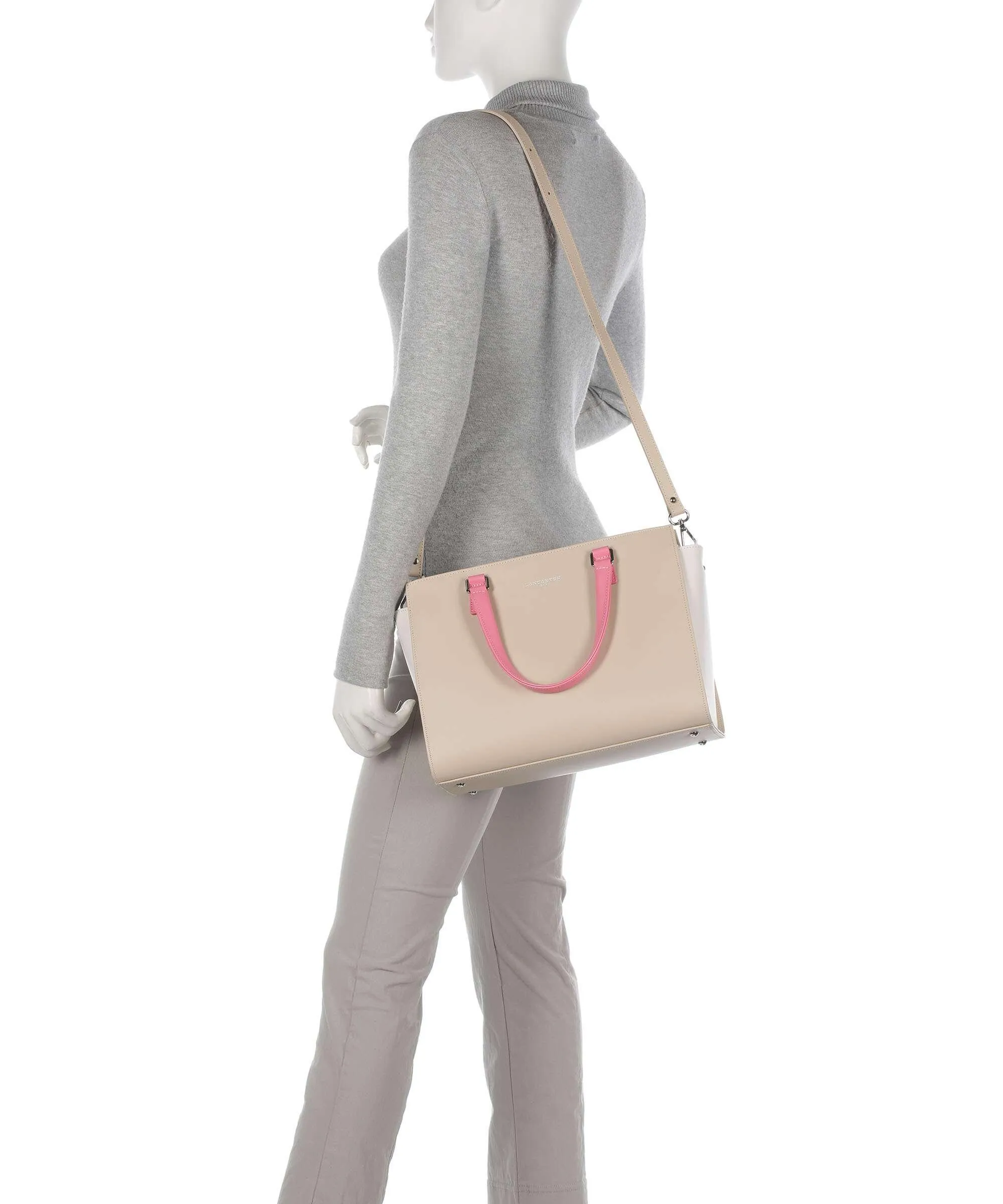  Lancaster Smooth Borsa a mano pelle bovina beige  