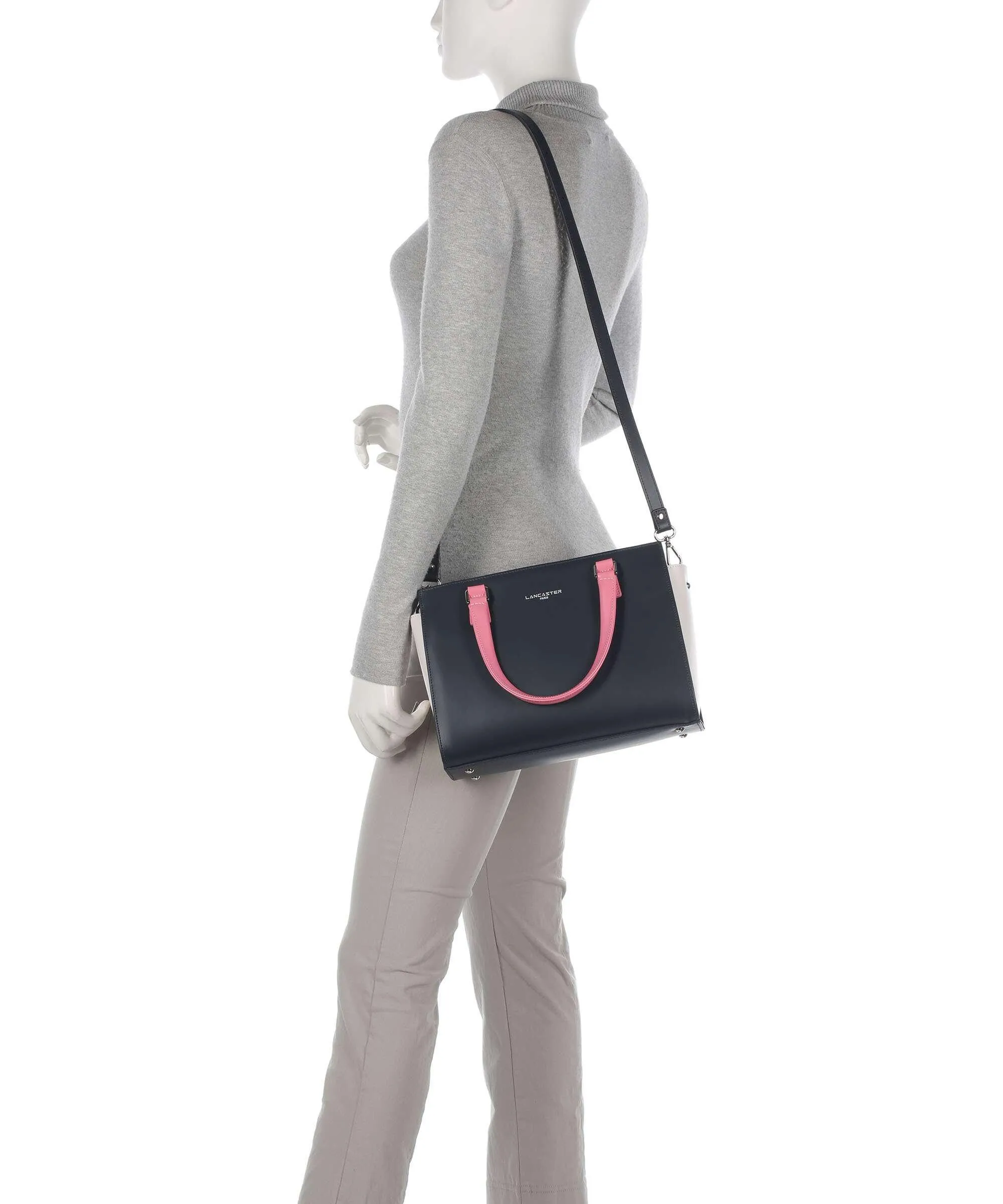  Lancaster Smooth Borsa a mano pelle di vacchetta liscia navy  