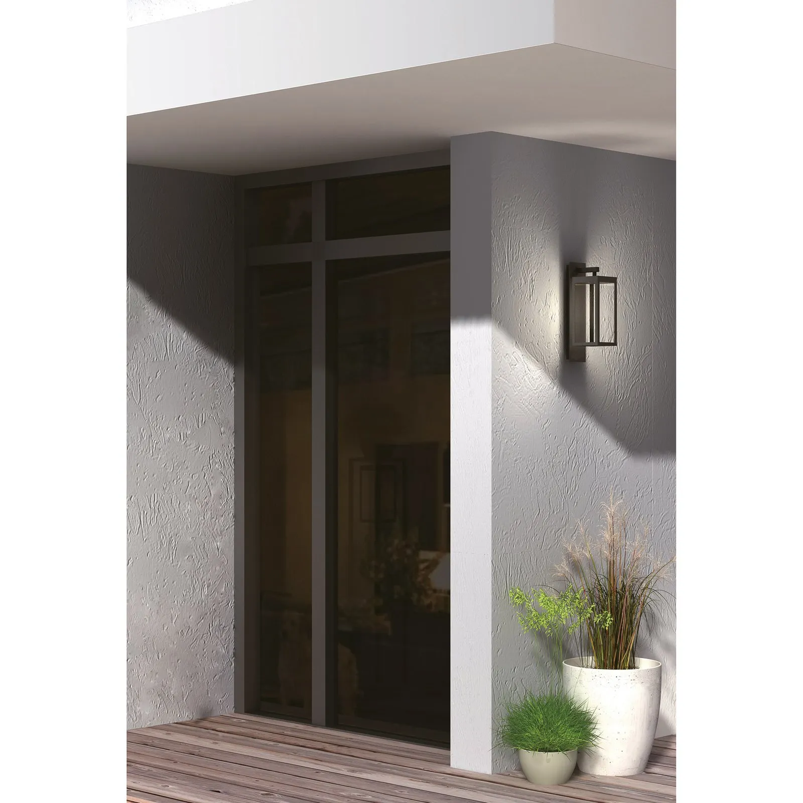 Lucande Applique da esterni LED Ferdinand, set di 2, grigio, 38 cm