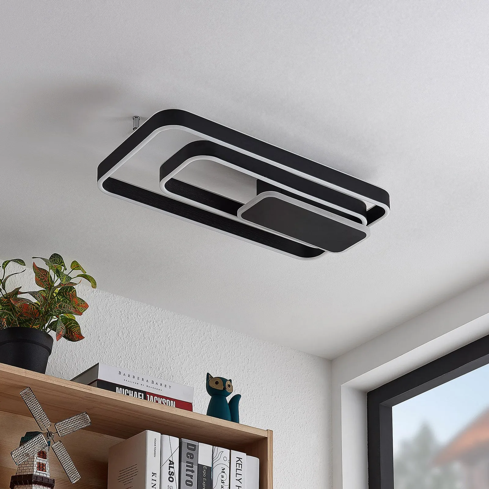 Lucande Kadira Plafoniera LED, 60 cm, nero