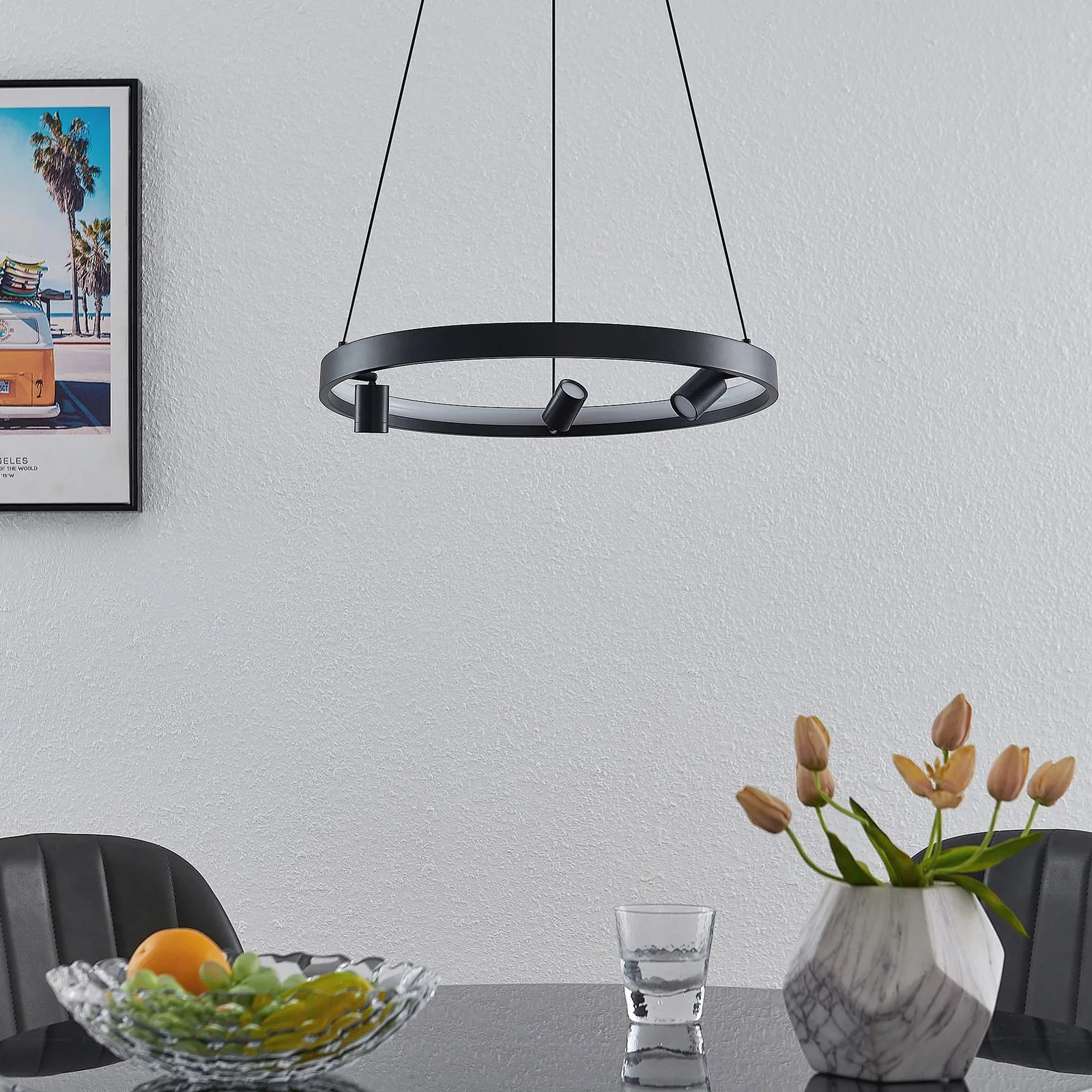 Lucande Paliva LED a sospensione, 48 cm, nero