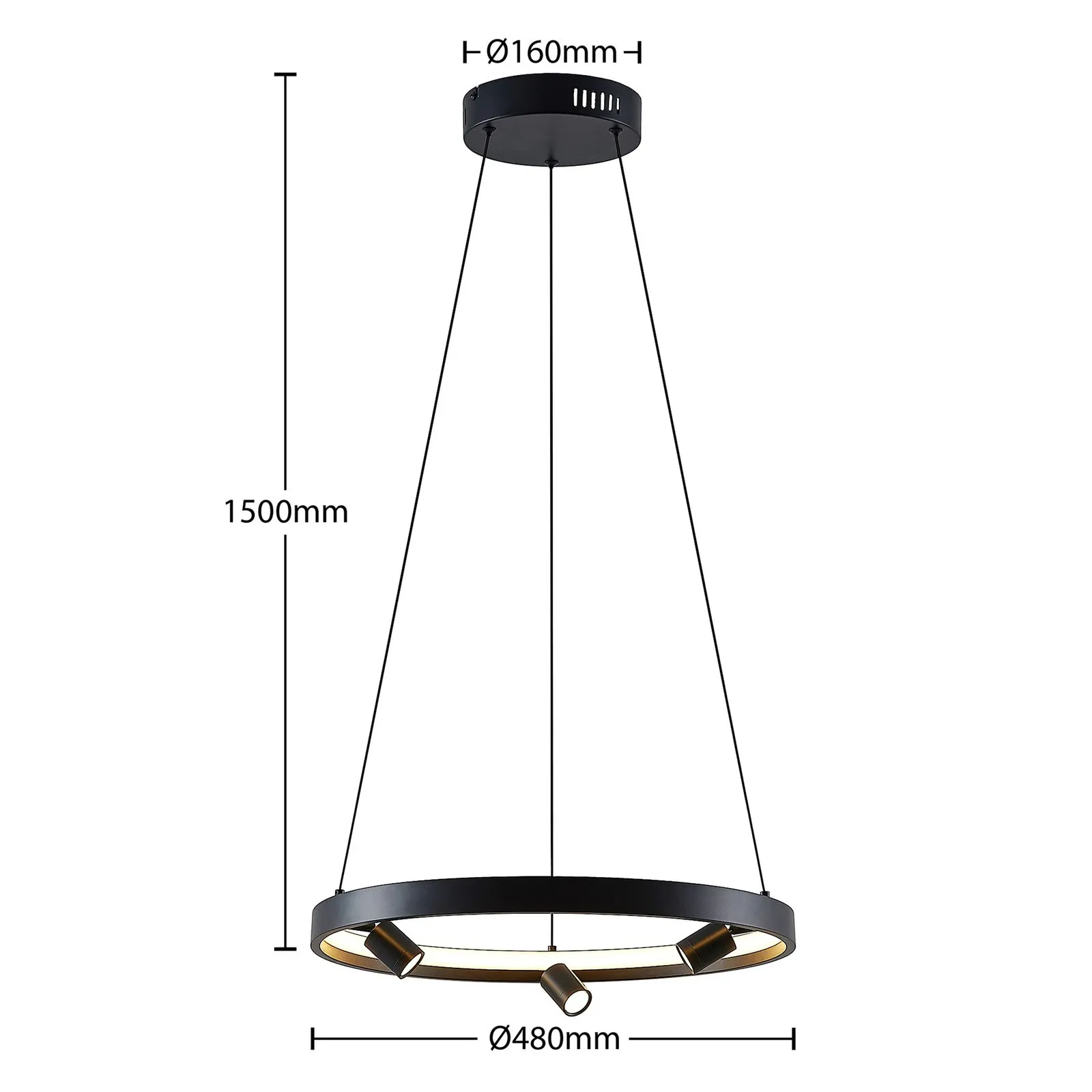 Lucande Paliva LED a sospensione, 48 cm, nero