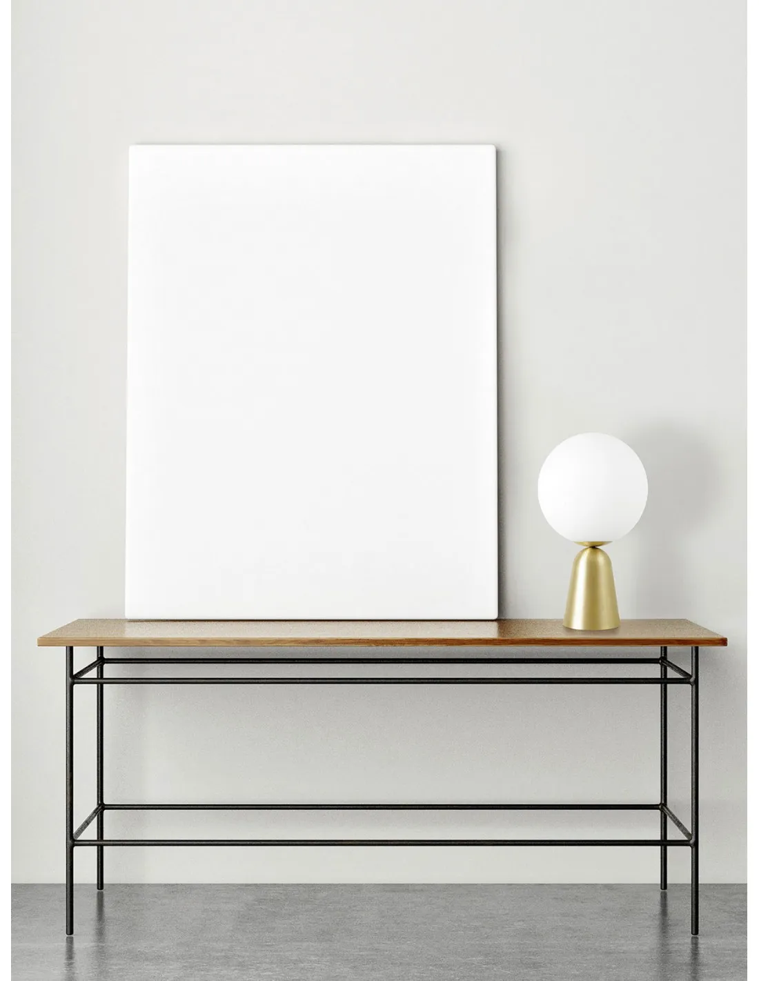 Lume Tavolo Moderno Lunar Ottone 1xE27 Sfera Vetro Bianco H51 cm Miloox