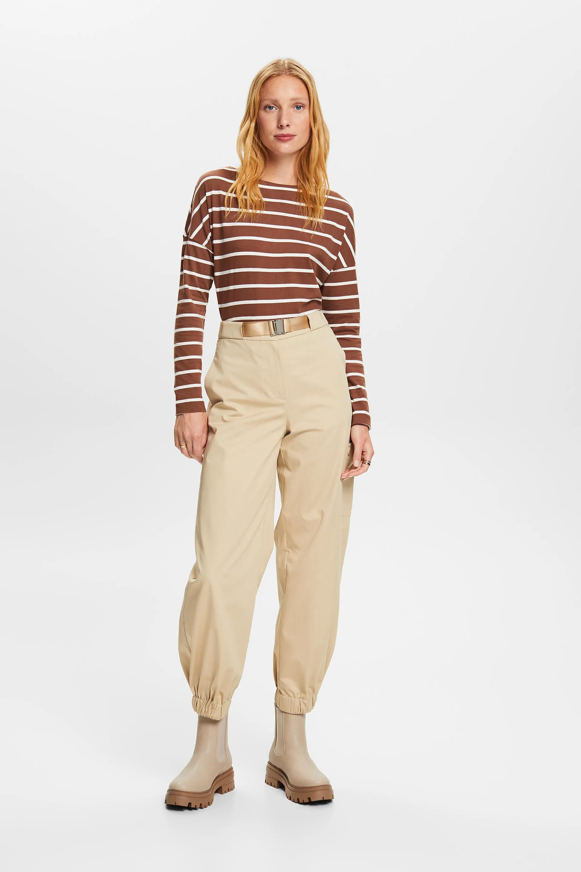 Maglia a maniche lunghe in cotone a righe