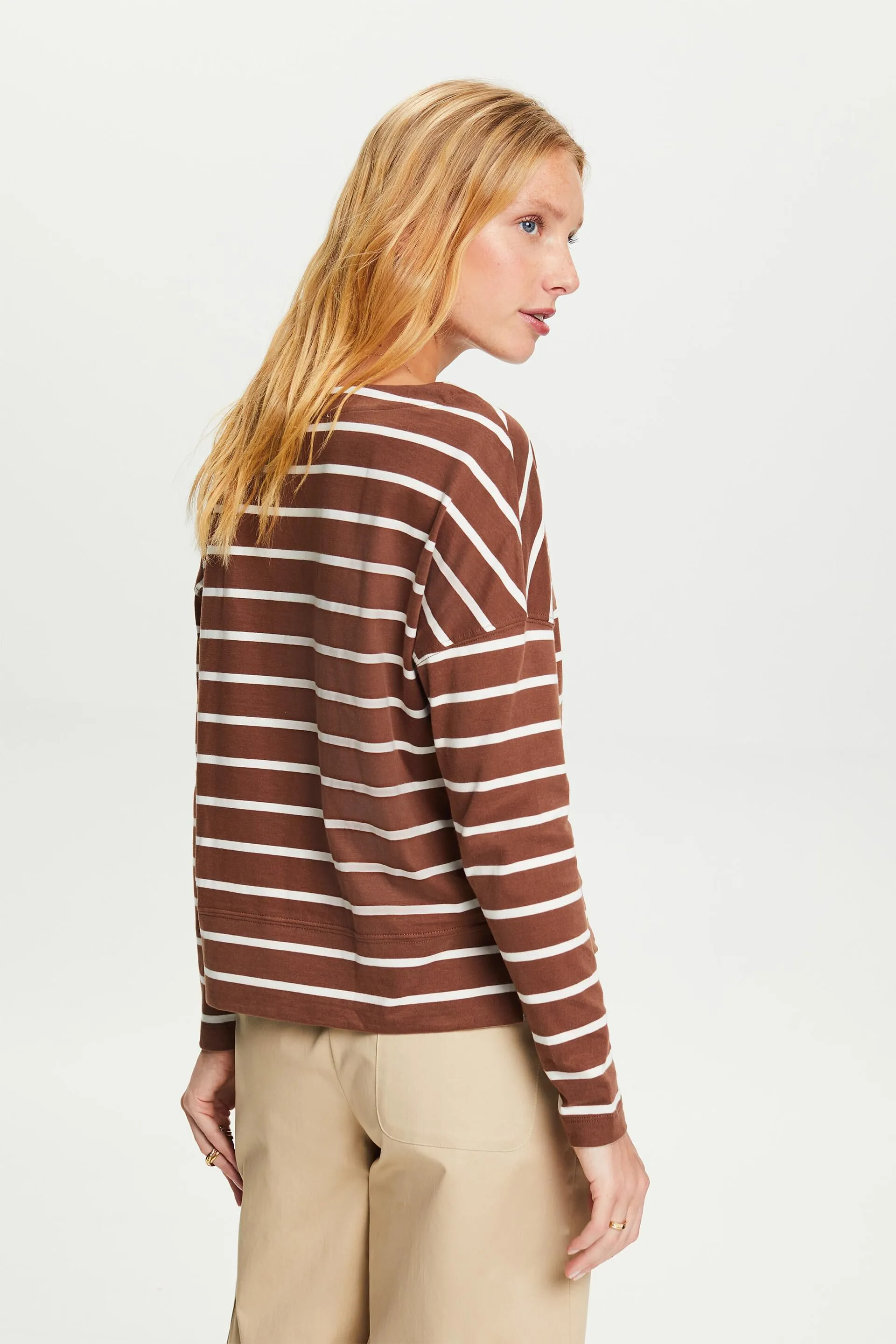 Maglia a maniche lunghe in cotone a righe