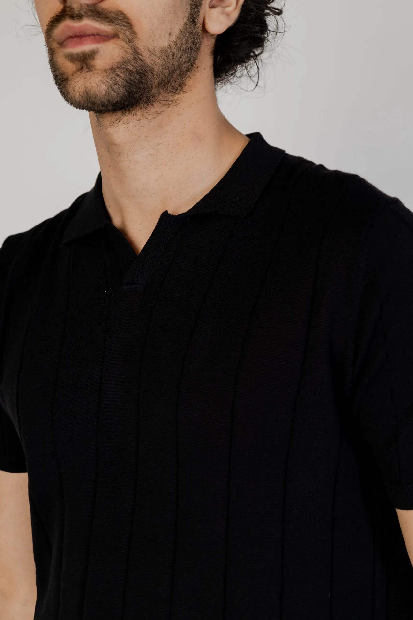 Maglia in filo manica corta Hamaki-ho  Nero